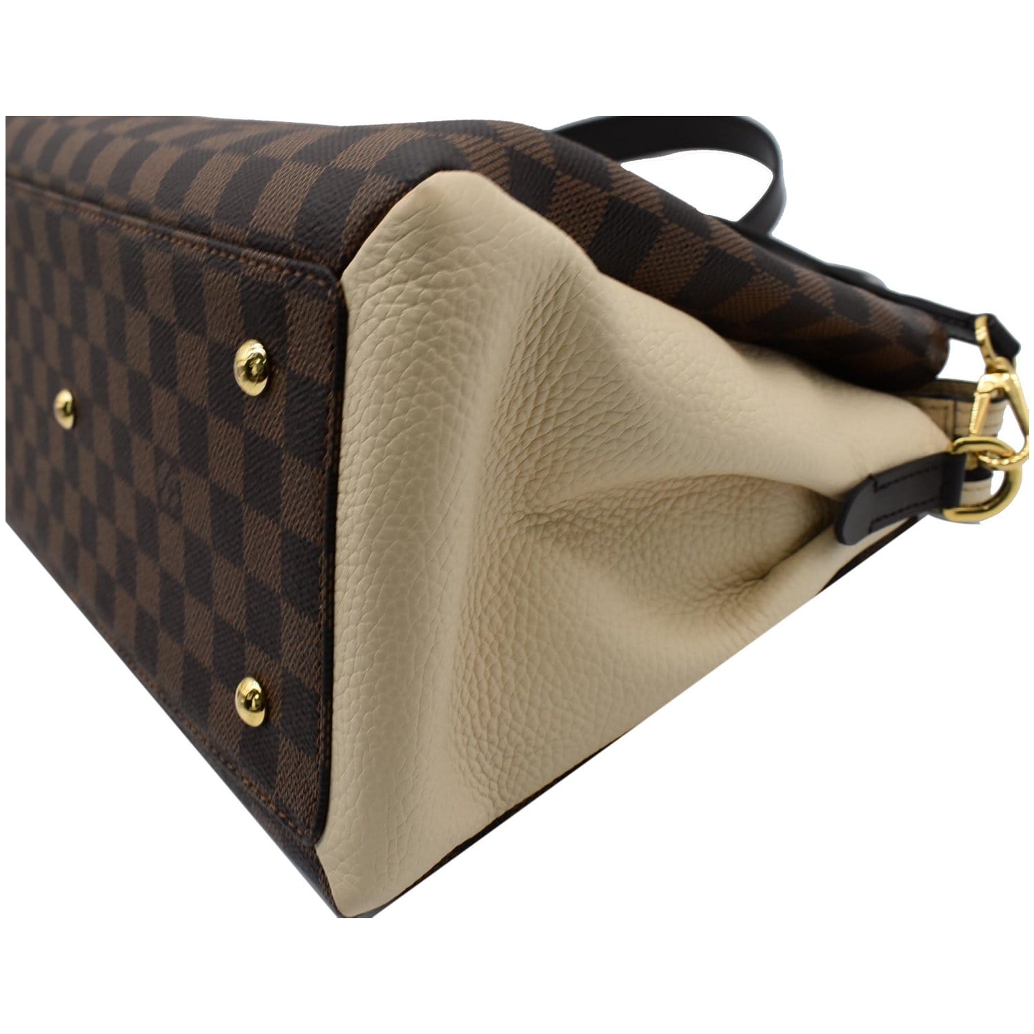 Brown Louis Vuitton Damier Ebene Shearling Normandy Bag