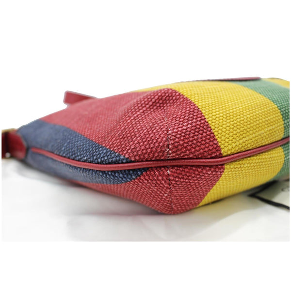 GUCCI Baiadera Stripe Script Logo Half Moon Canvas Hobo Shoulder Bag Multicolor 626422