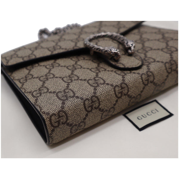 Gucci Dionysus GG Supreme Crossbody Chain Wallet Beige