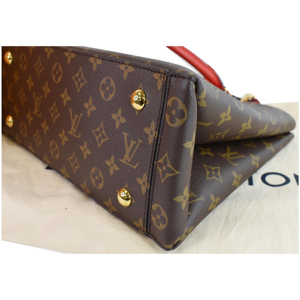 LOUIS VUITTON Flower Monogram Canvas Tote Bag Brown/Red