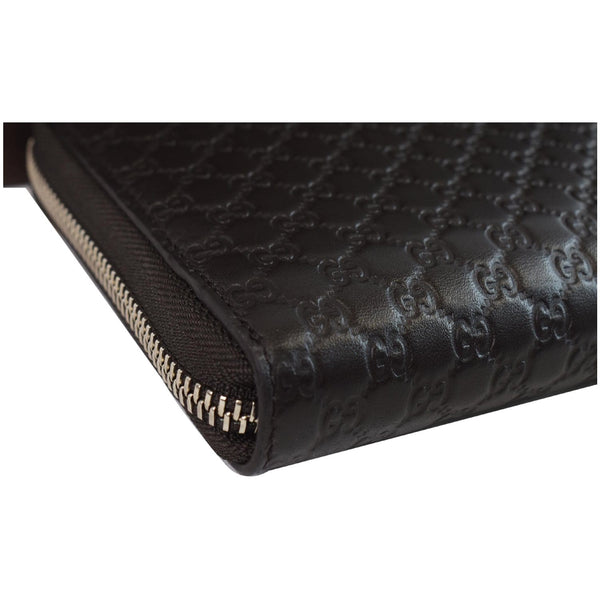 GUCCI Micro GG Guccissima Leather Zip Around XL Wallet Dark Brown 391465