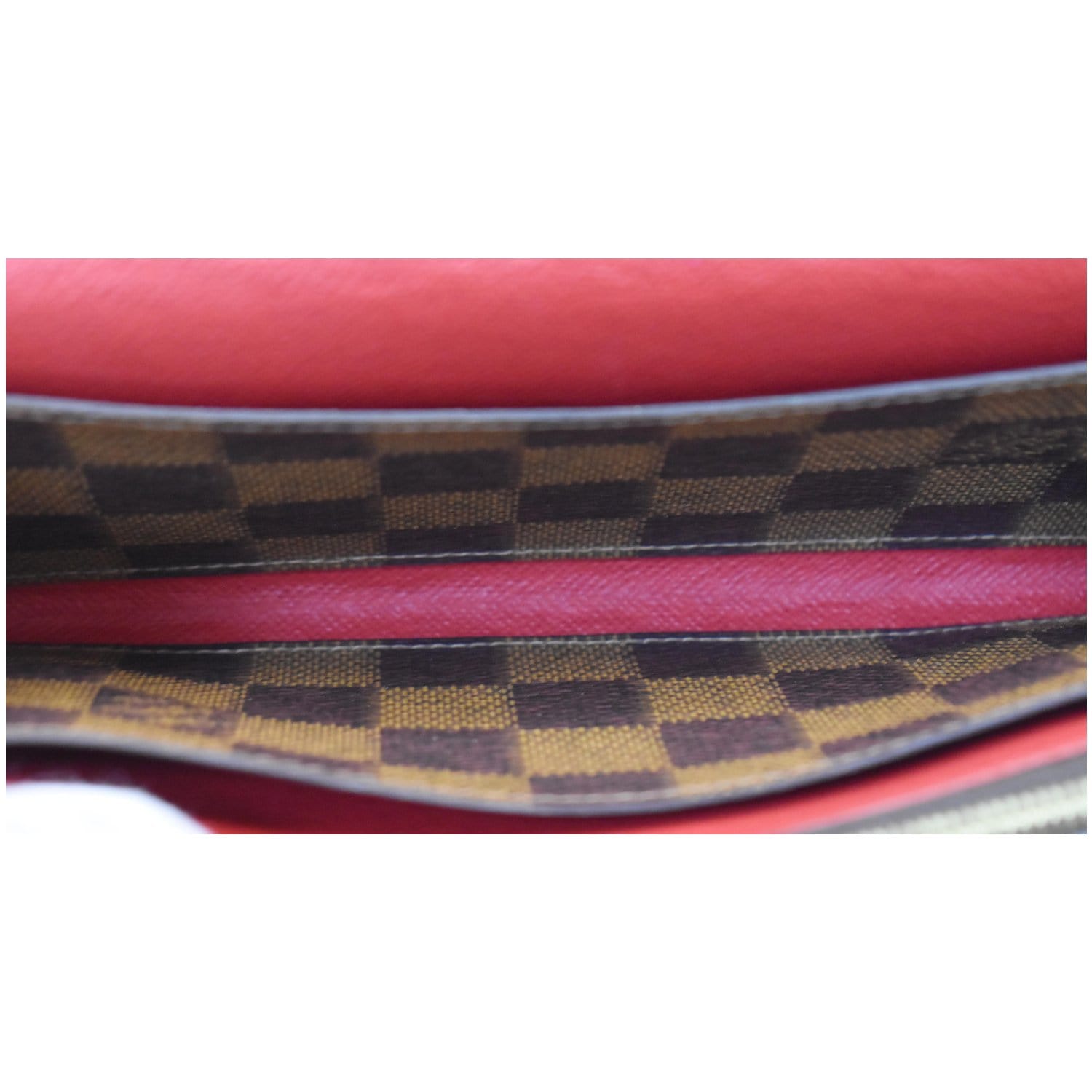 Louis Vuitton, Bags, 27 Louis Vuitton Emilie Wallet Damier Ebene With Red