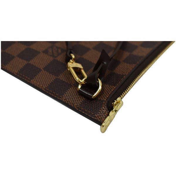 LOUIS VUITTON Neverfull MM Damier Ebene Pochette Wristlet Pouch Brown