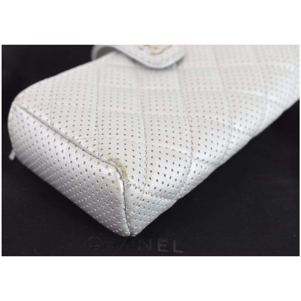 Chanel Perforated Lambskin Quilted Mini Phone Holder silver