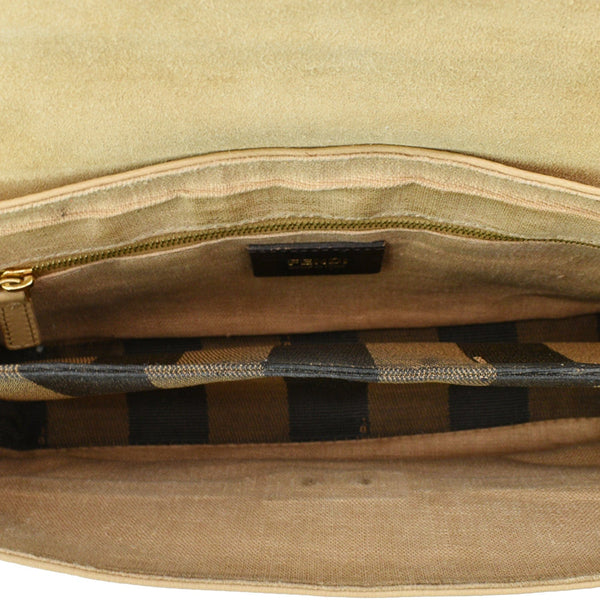 FENDI Claudia Pequin Embossed Leather Wallet Crossbody Bag Beige