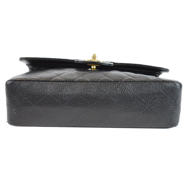 CHANEL Small Double Flap Caviar Quilted Leather Shoulder Bag Black