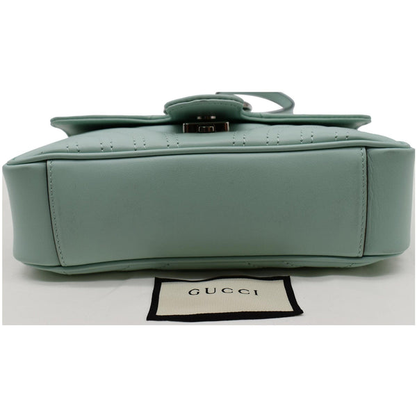 GUCCI GG Marmont Mini Matelasse Leather Crossbody Bag Bright Green 446744