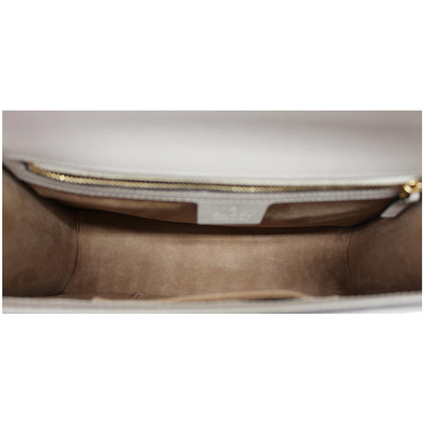 GUCCI Sylvie Small Calfskin Top Handle Bag White 421828