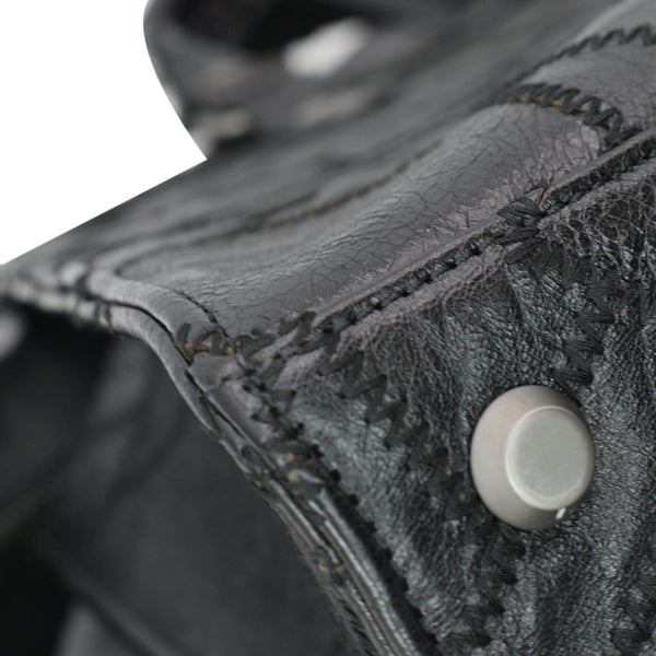 BALENCIAGA Neo Classic Patchwork Leather Top Handle Shoulder Bag Balck