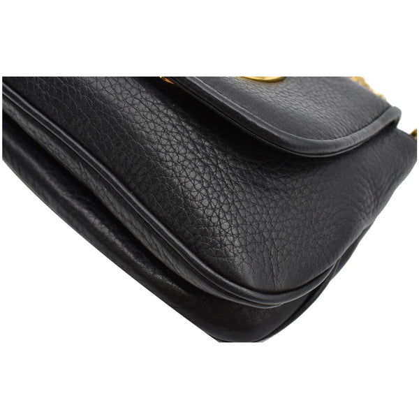 GUCCI Small 1973 Pebbled Leather Chain Crossbody Bag Black 251821