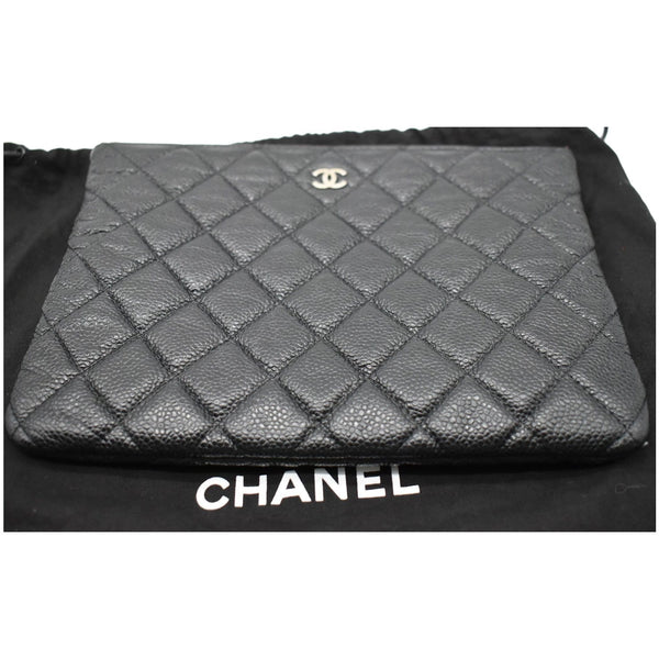 CHANEL Caviar Leather O-Case Zip Pouch Black