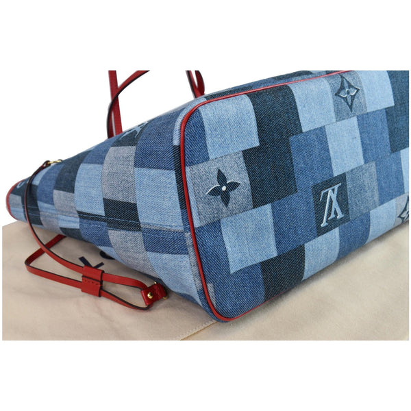 Louis Vuitton Neverfull MM Patchwork Monogram Denim Bag - flat backside