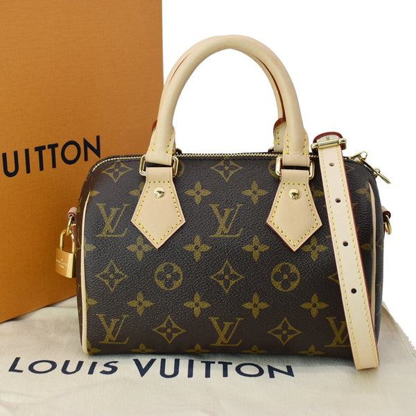 LOUIS VUITTON Speedy Bandouliere 20 Monogram Canvas Crossbody Bag Brown
