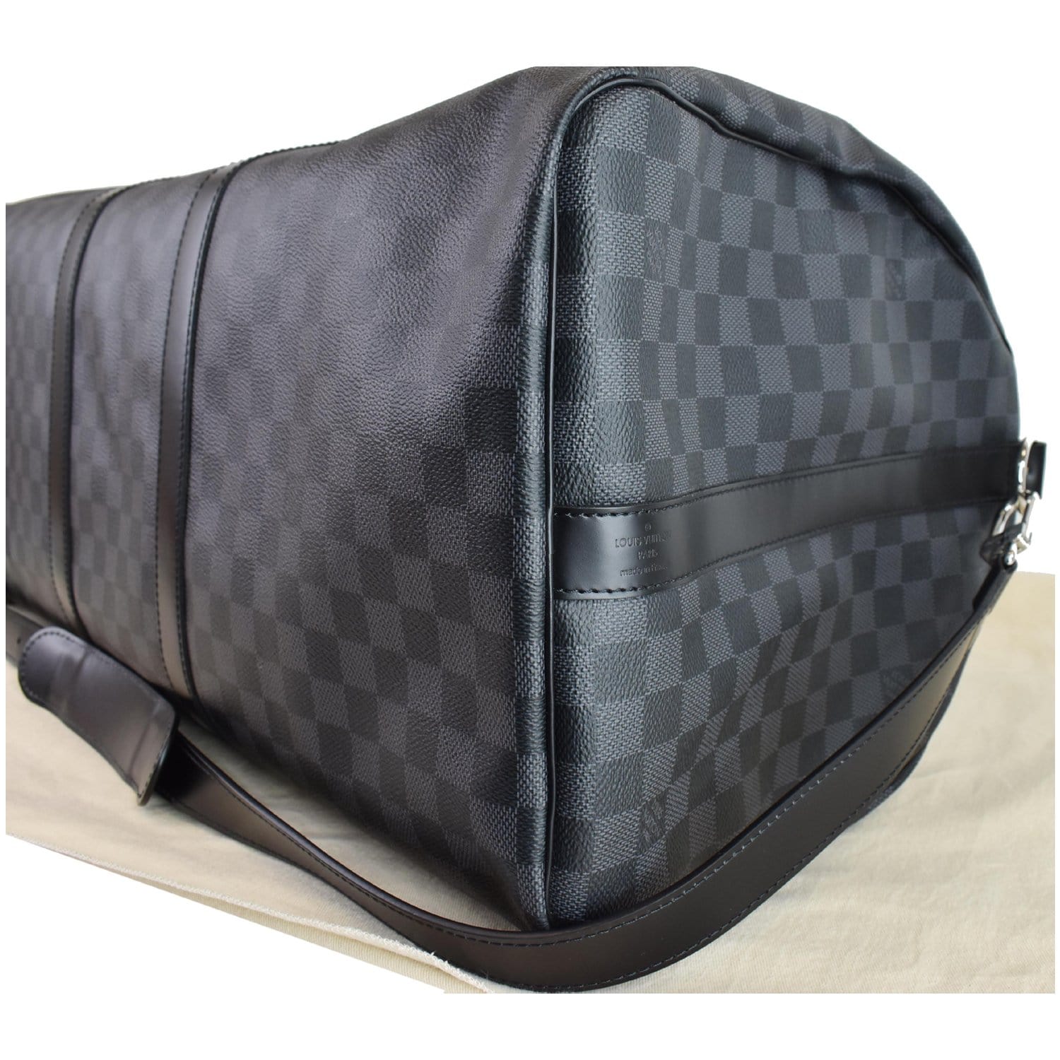 Louis Vuitton Boston Bag N41413 Damier Graphite Keepall 55 Bandouliere Black