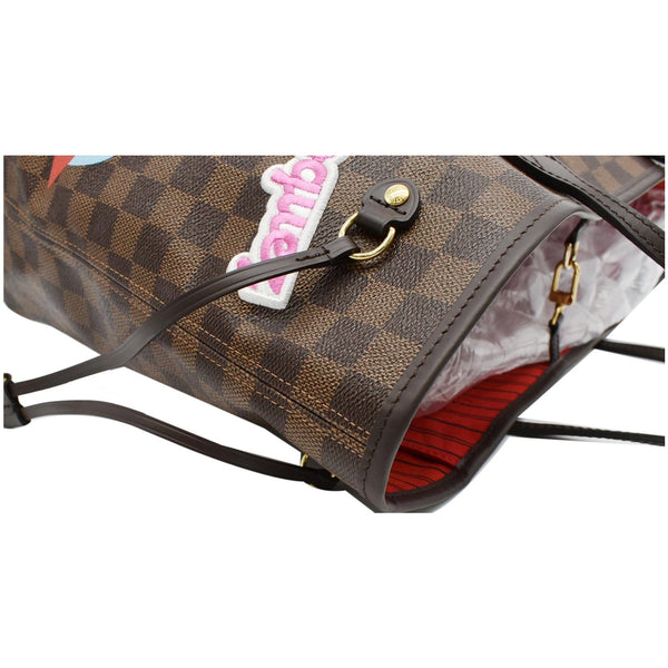 Louis Vuitton Neverfull Patches MM Damier Ebene Tote Bag Brown