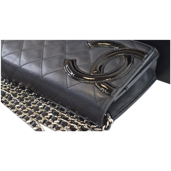 CHANEL Cambon Ligne Quilted Leather WOC Clutch Bag Black
