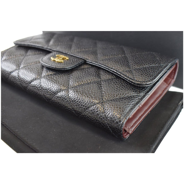Chanel Large Flap Quilted Caviar Leather Wallet Women