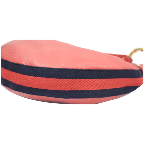 GUCCI Pebbled Leather Bamboo Ring Hobo Bag Red 131036