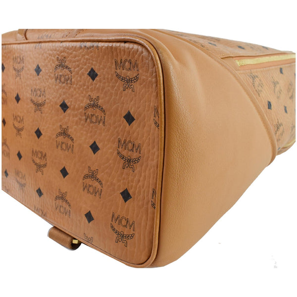 MCM Duke Visetos Medium Canvas Leather Backpack Cognac