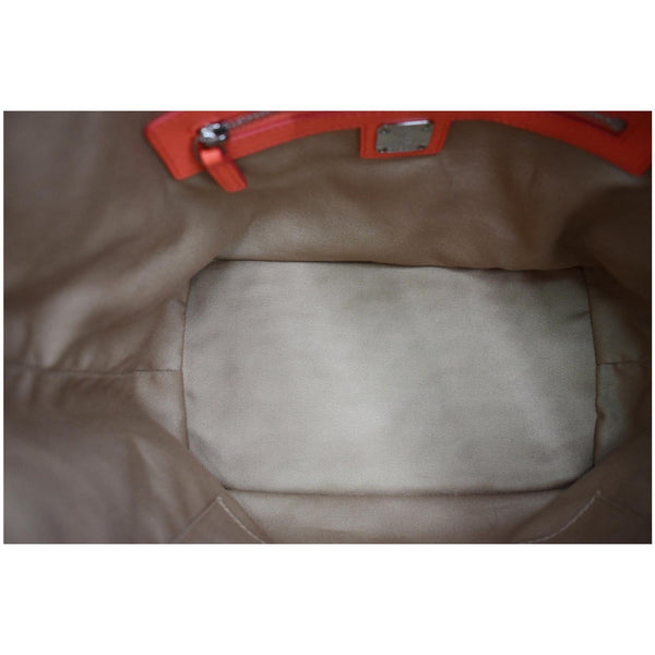 MCM Essential Drawstring Monogram Leather Shoulder Bag inner view