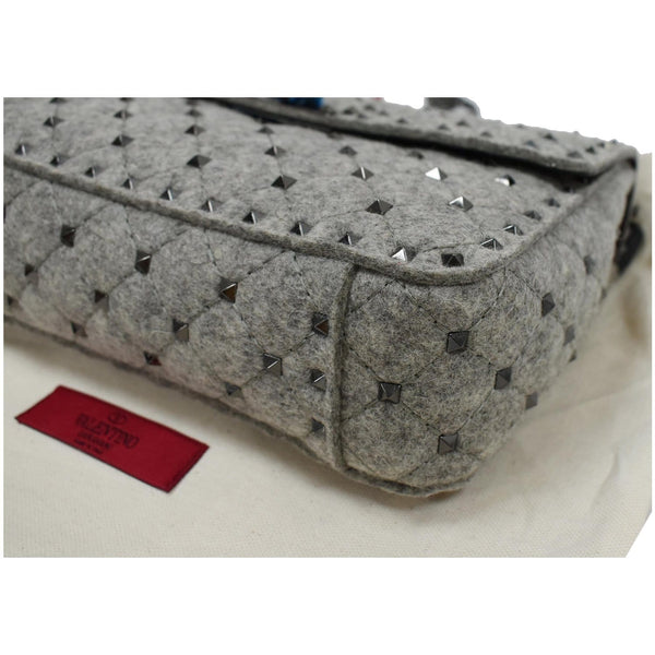 Valentino	Garavani Rockstud Spike Chain Canvas Crossbody Bag Grey