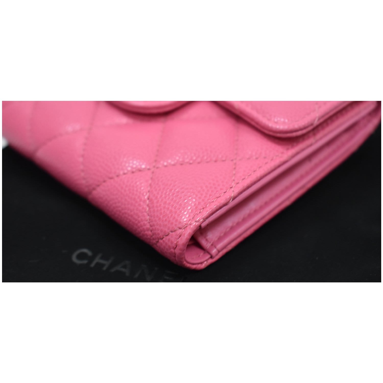 Chanel CC Card Holder Caviar Leather Case Hot Pink