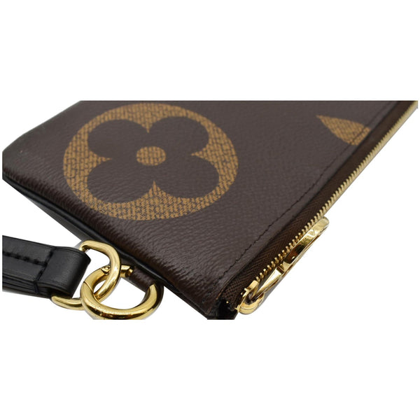 LOUIS VUITTON Trio Rectangle Giant Monogram Reverse Wristlet Pouch Brown