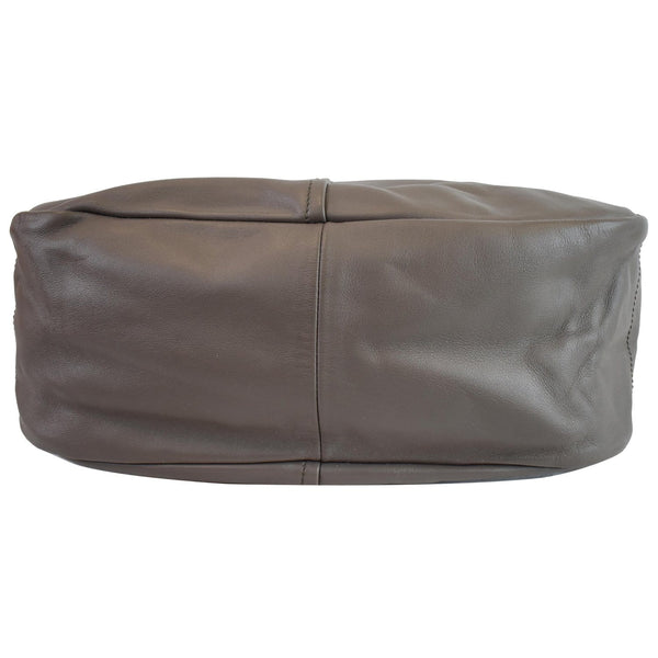 PRADA Vitello Daino Leather Hobo Bag Taupe