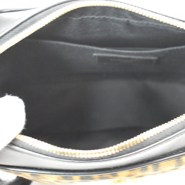 YVES SAINT LAURENT Lou Camera Leopard-Print Leather Crossbody Bag Black