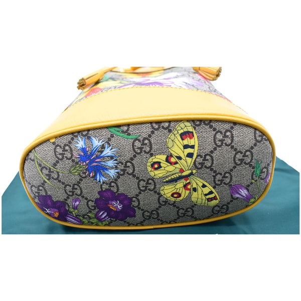 Gucci Ophidia Flora Small GG Canvas Bucket Bag Yellow