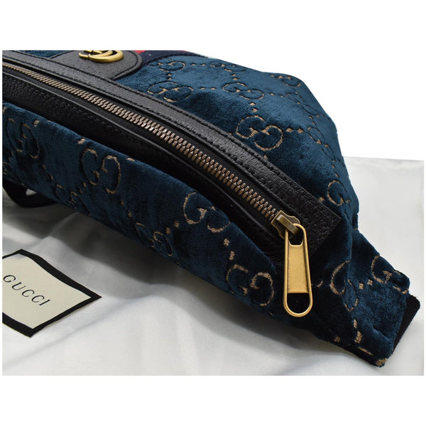 GUCCI GG Monogram Velvet Belt Bumbag Dark Blue 574968