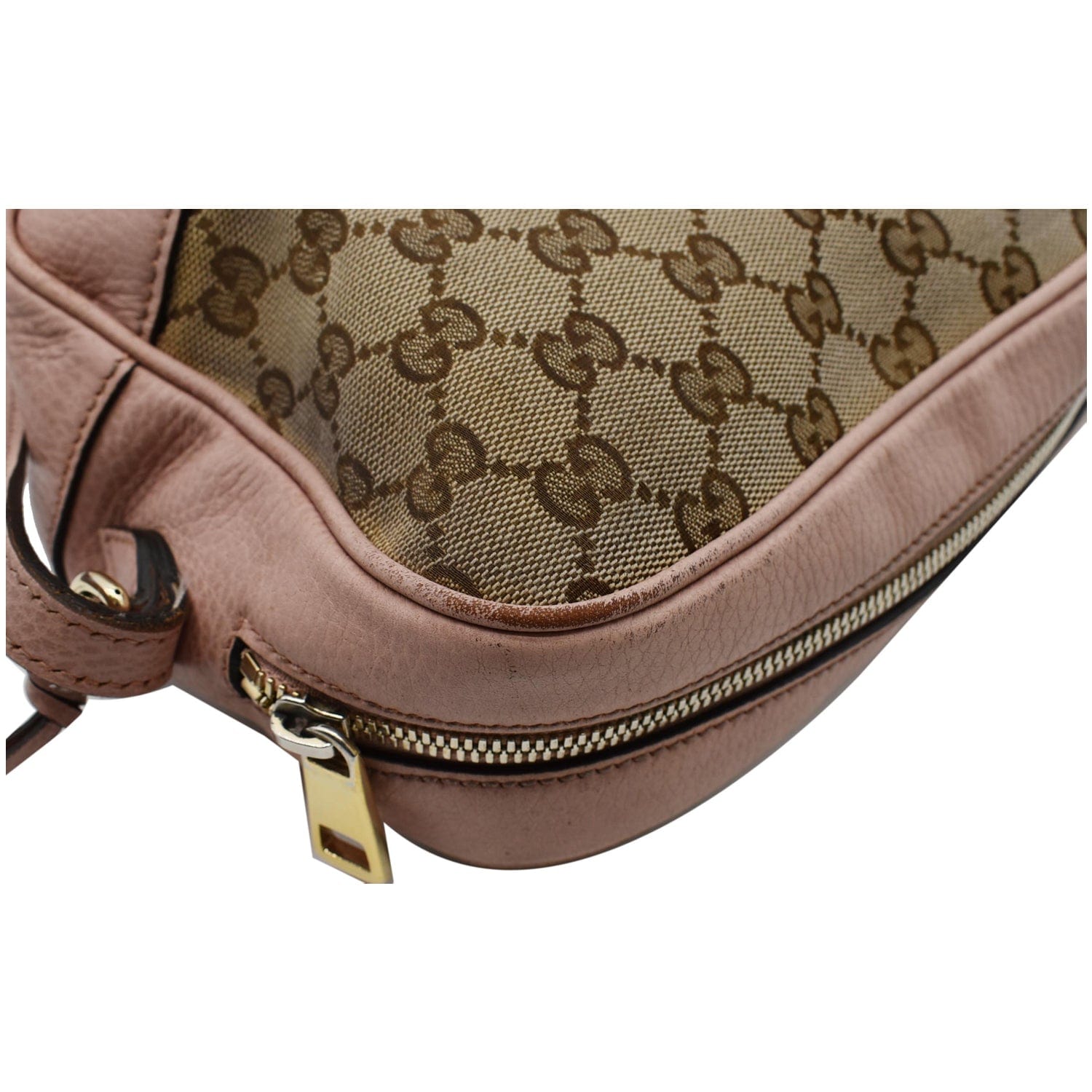 GUCCI Bree GG Canvas Leather Crossbody Bag Pink 449413