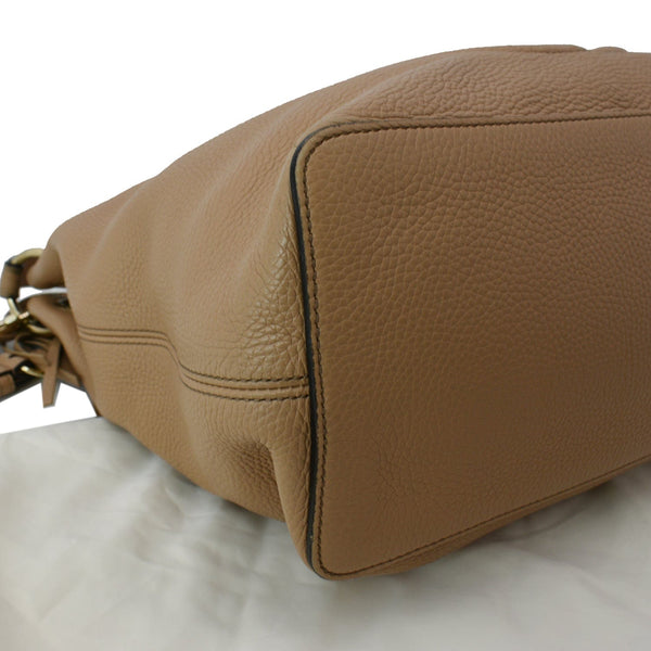 GUCCI Soho Pebbled Leather Hobo Shoulder Bag Rose Beige 408825