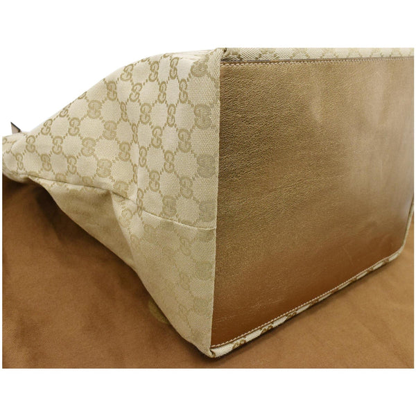 Gucci Sherry GG Canvas Leather Tote Bag Beige - Preloved