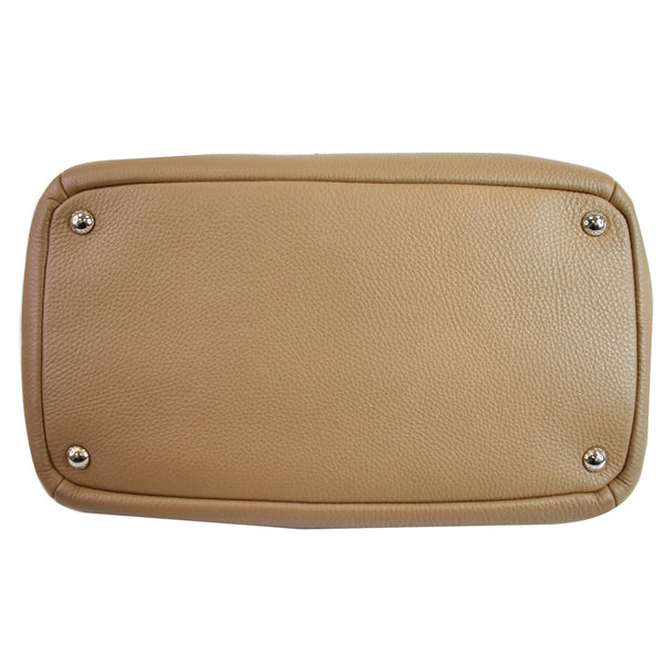 PRADA Inchiostro Vitello Daino Leather Double Handle Satchel Bag Tan