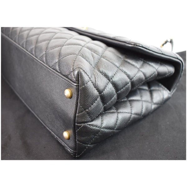 Chanel Large Coco Quilted Caviar Lizard Handle bag black