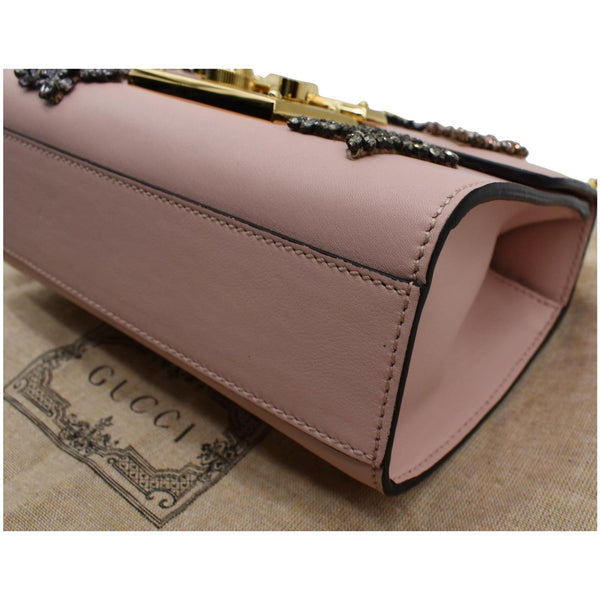 GUCCI Crystal Star Embroidered Padlock Small Shoulder Bag Pink 432182