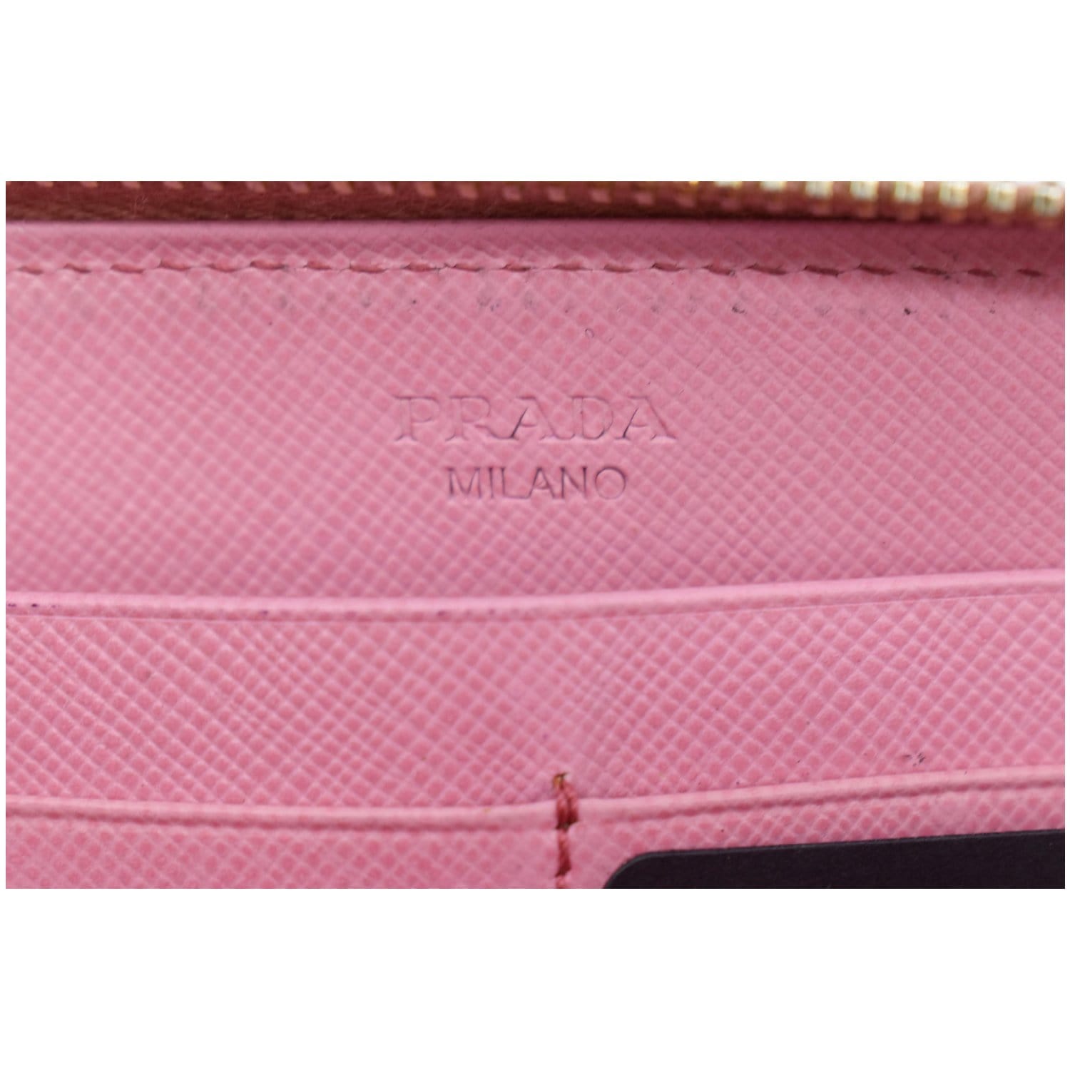 Prada Pink Saffiano Vernice Leather Flap Wallet On Strap