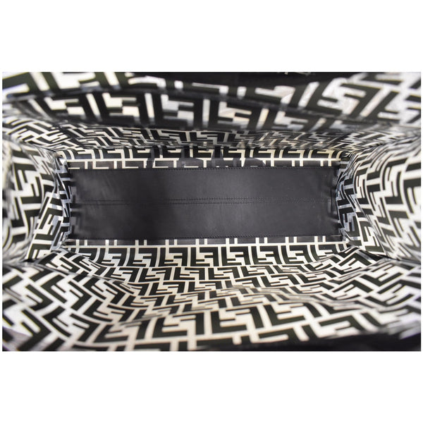 FENDI Runaway Shopper Medium TPU FF Leather Tote Bag Black