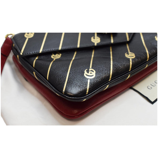 GUCCI Thiara Medium Double Smooth Leather Shoulder Bag Red/Black 524822