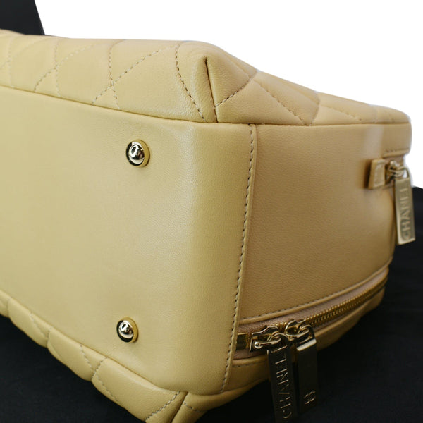 CHANEL Trendy CC Bowling Quilted Leather Shoulder Bag Beige