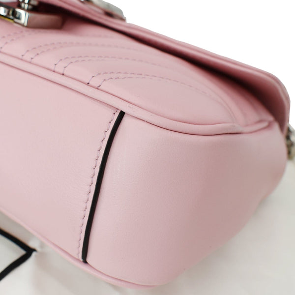 GUCCI GG Marmont Mini Matelassé Leather Shoulder Crossbody Bag Pastel Pink 446744