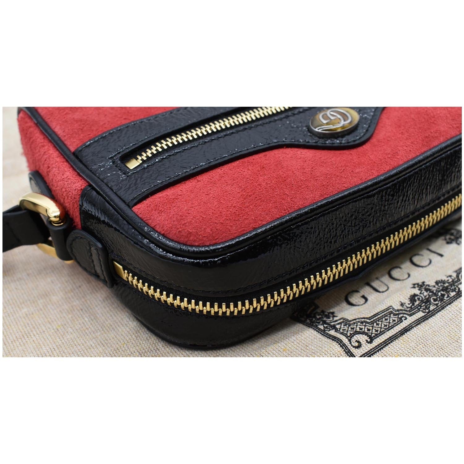 GUCCI Ophidia Mini Web Suede Leather Crossbody Bag Black 517350 - 20%