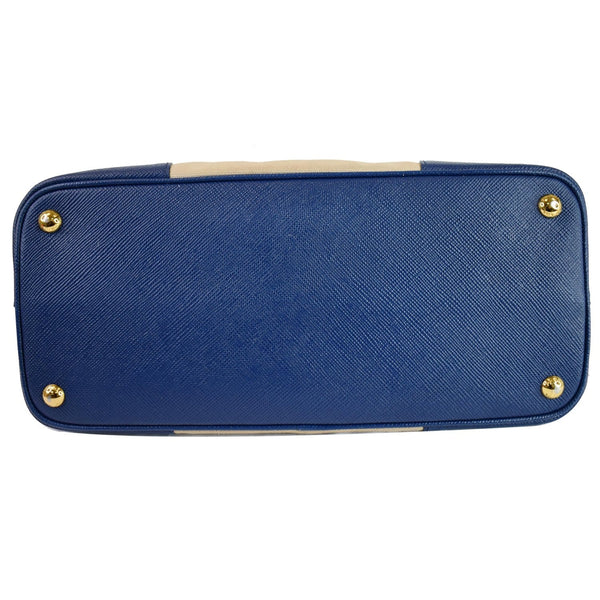 PRADA Galliera Two Tone Leather Tote Bag Blue/Tan