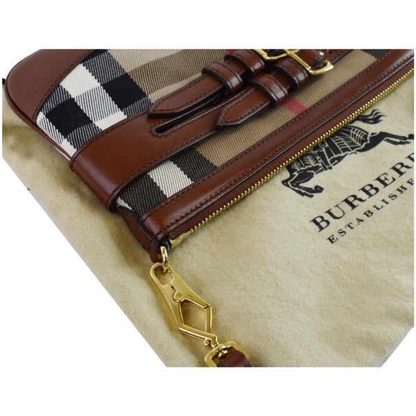 BURBERRY Bridle House Check Adeline Foldover Wristlet Clutch Crossboday Brown
