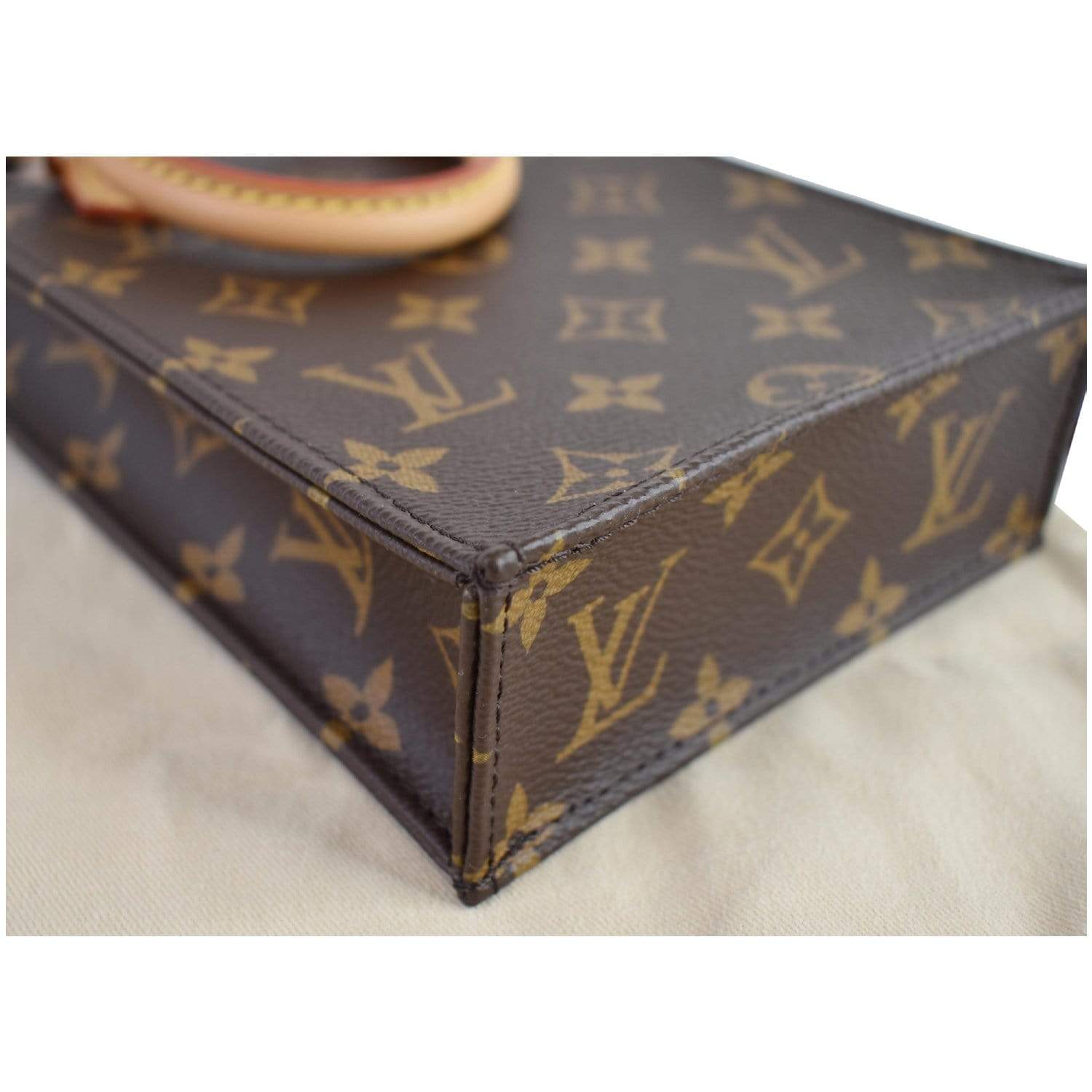 Shop Louis Vuitton PETIT SAC PLAT Monogram Canvas Leather