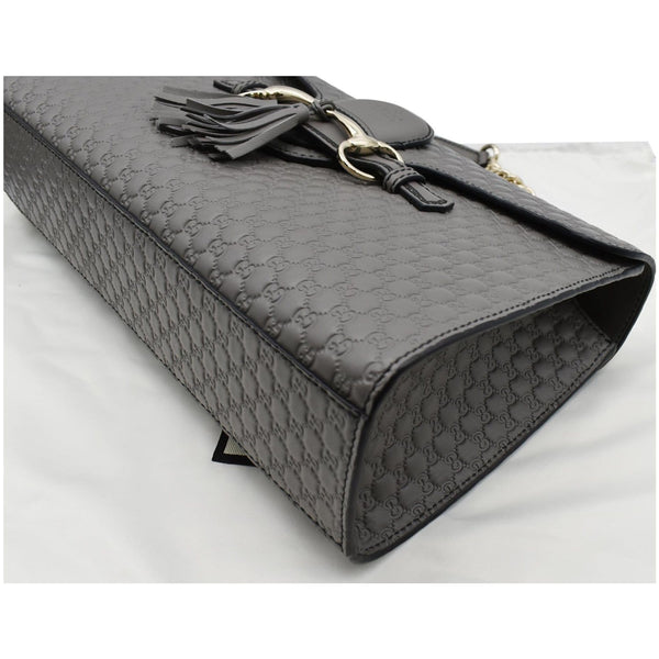 GUCCI Emily Medium GG Guccissima Leather Chain Shoulder Bag 449635 Gray - 25% OFF