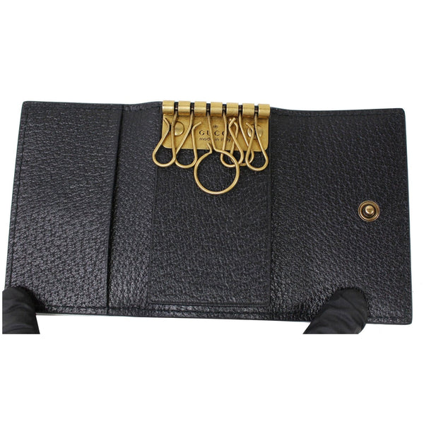 Gucci Animalier Bee Leather Key Case Black | inner preview