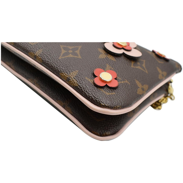 LOUIS VUITTON Blooming Flowers Pochette Monogram Canvas Chain Crossbody Bag Brown