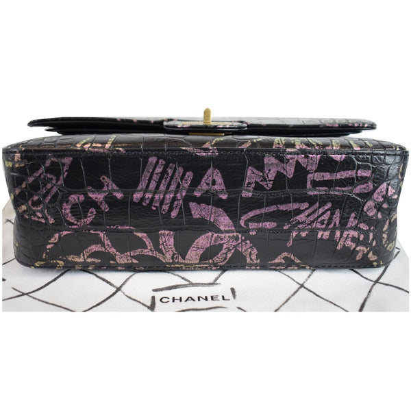 CHANEL Reissue 2.55 Flap Crocodile Embossed Graffiti Shoulder Bag Black